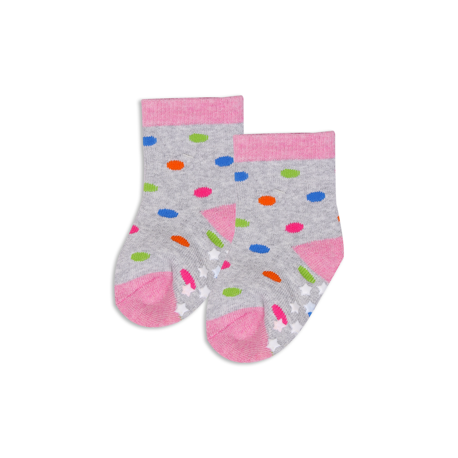 Baby Socks - Grey Polka | Socks For 0-6 Months Baby Boy | Smiley Buttons